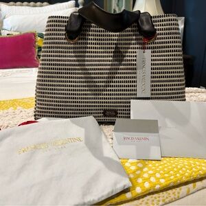 Frances Valentine Black and Oyster Checked Print Bag